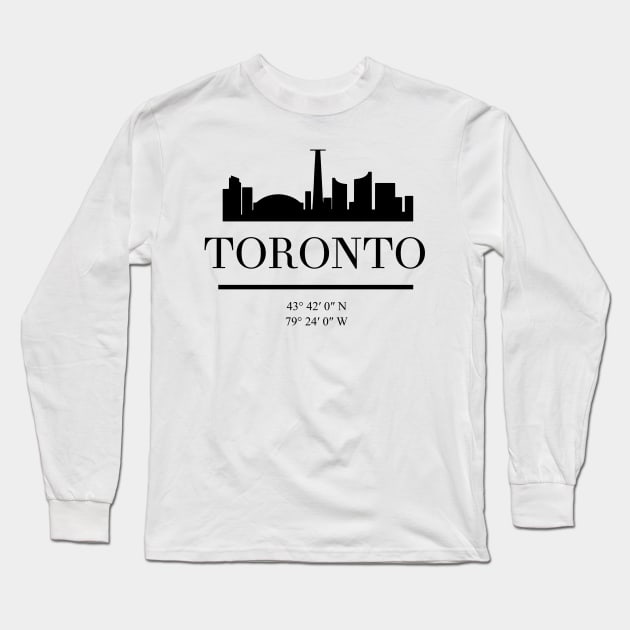 TORONTO CANADA BLACK SILHOUETTE SKYLINE ART Long Sleeve T-Shirt by deificusArt